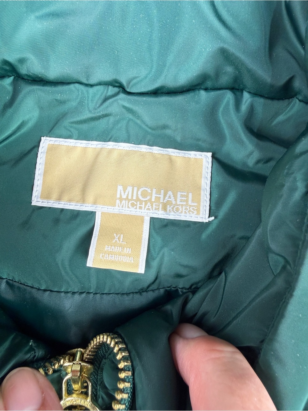 Michael Kors XL Emerald Green Quilted Puffer Vest Gold Zip - Picture 4 of 7